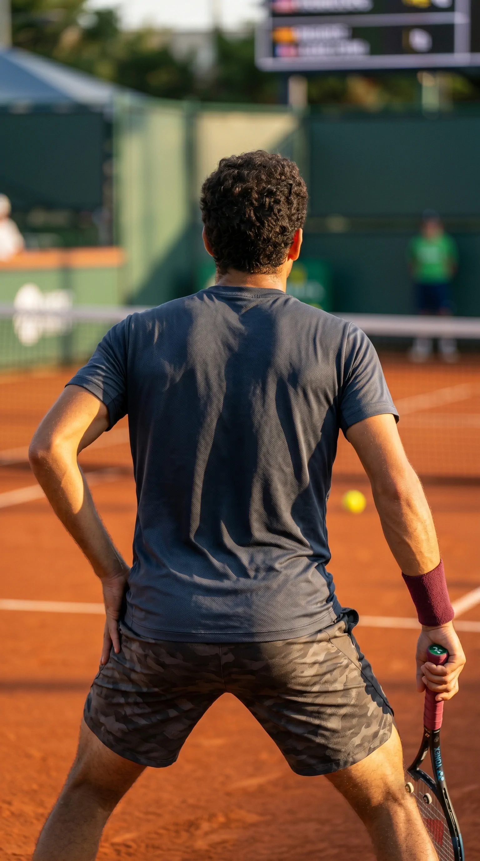 Player waiting to return on clay