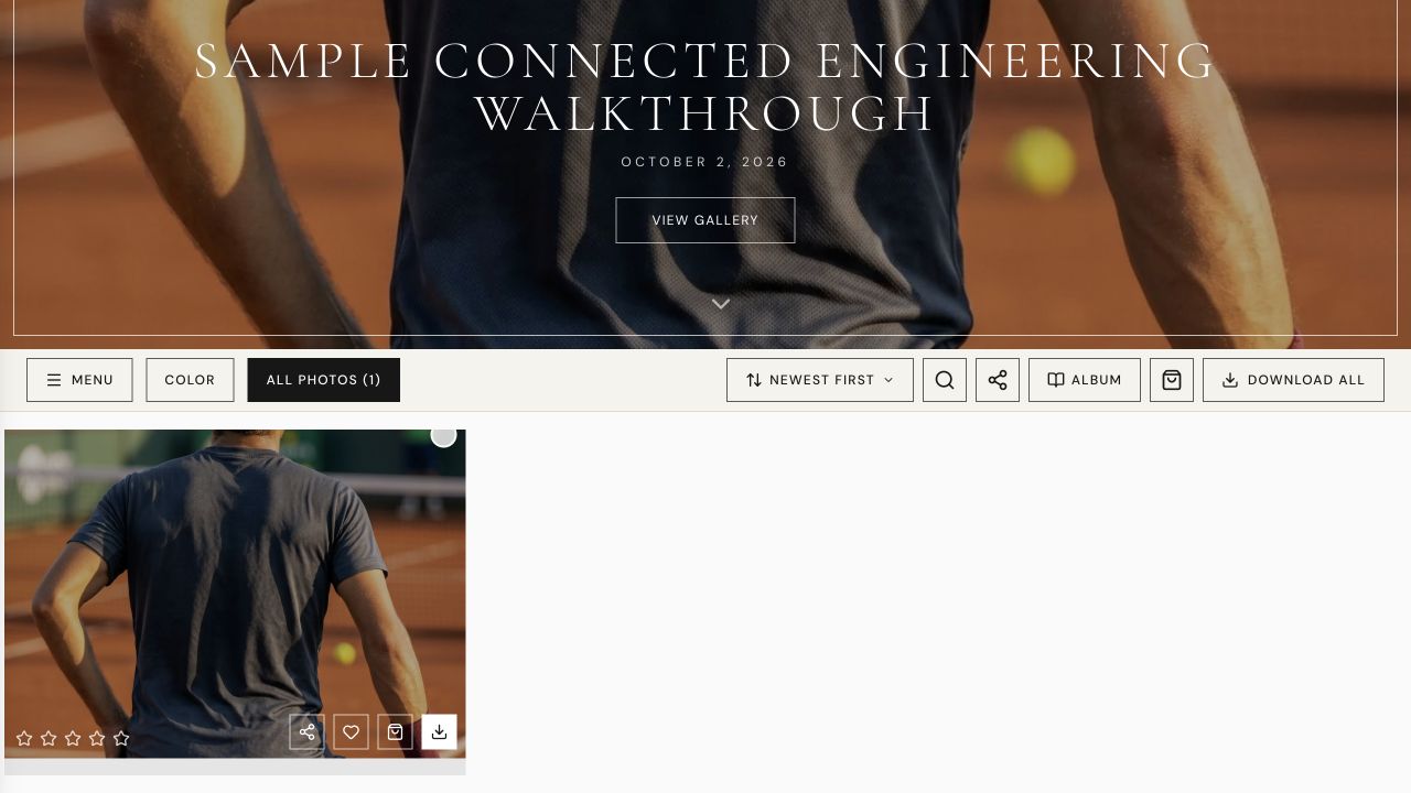 Working Candid sample gallery with image selection and delivery controls